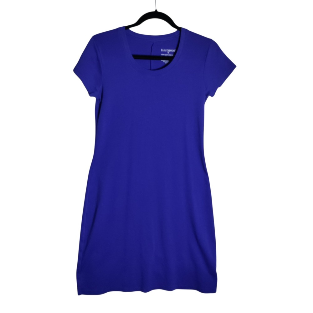 Fair Indigo Royal Blue Organic Pima Cotton T-Shirt Dress Small S23 1045